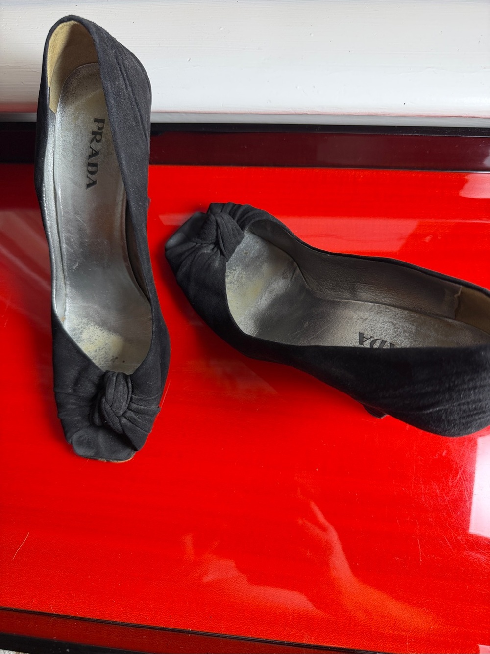 Prada Black Knot-Front Mid Heel Pumps